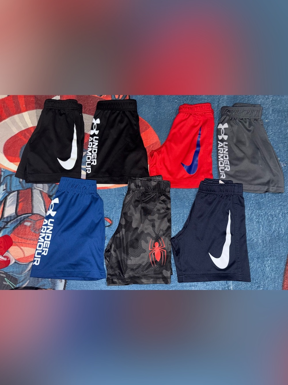 Youth Athletic Shorts Variety Pack — Black, Red, Blue, Gray